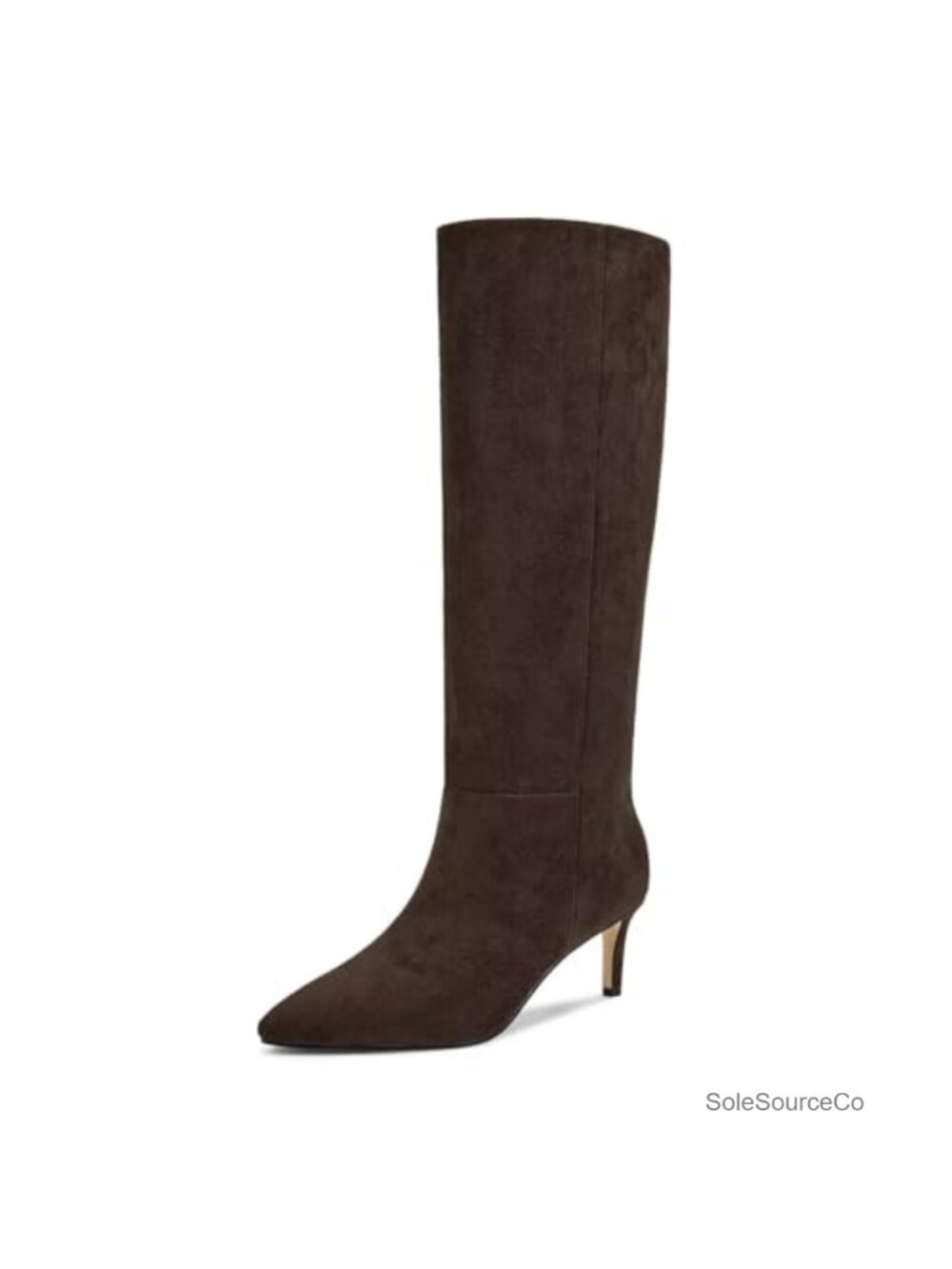 Knee High Boots Pointed Toe Kitten Heel Side Zip Faux Suede Women's